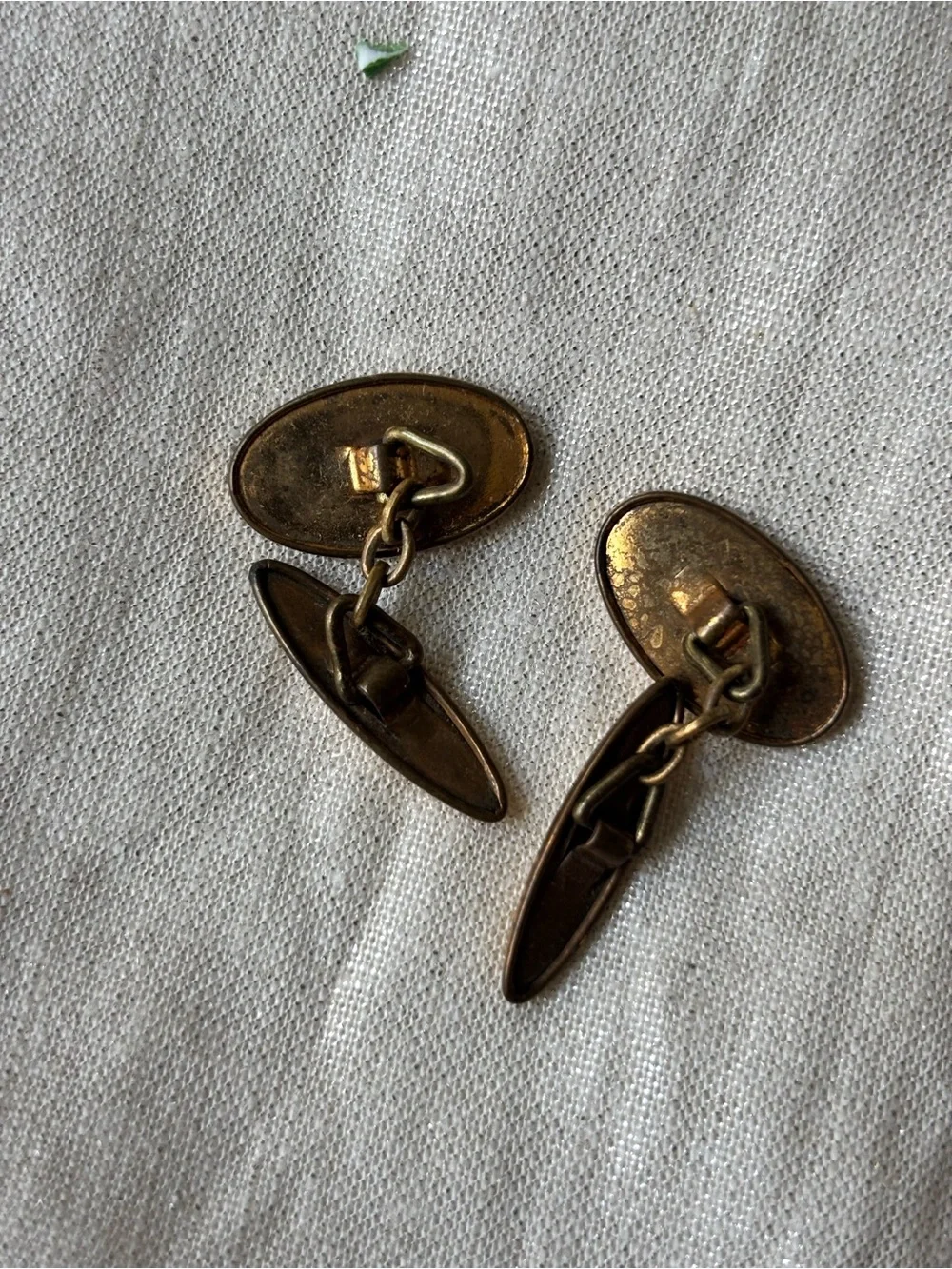 Oval art Deco Cufflinks Gold Gilt Engine turned